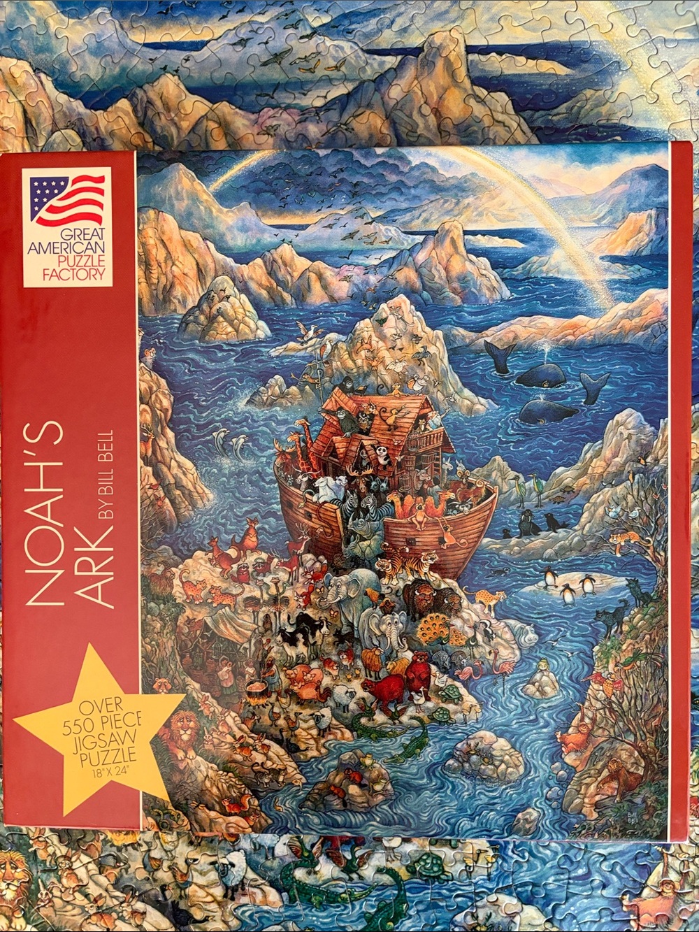 🧩550 piece Great American Puzxle Factory “Noah's Ark” by Bill Bell. Complete.